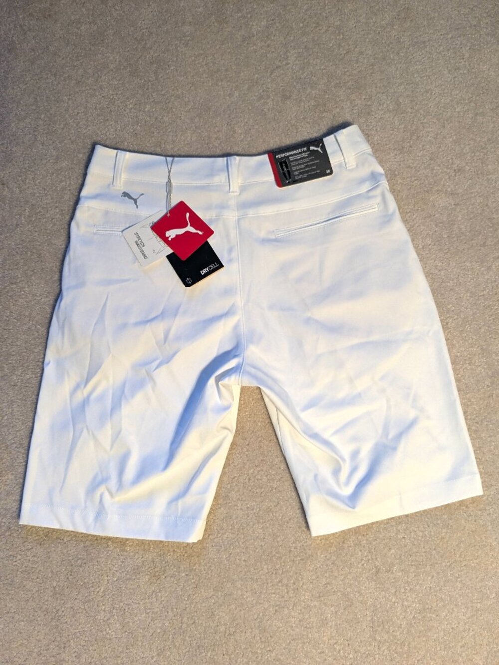 Puma Performance Fit Dry Cell Golf Shorts White NWT Mens Size 30